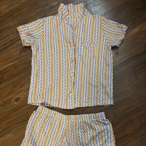 Roller Rabbit Tie Dye Daze Polo Pajama Set Size L 100% Cotton Lounge Set